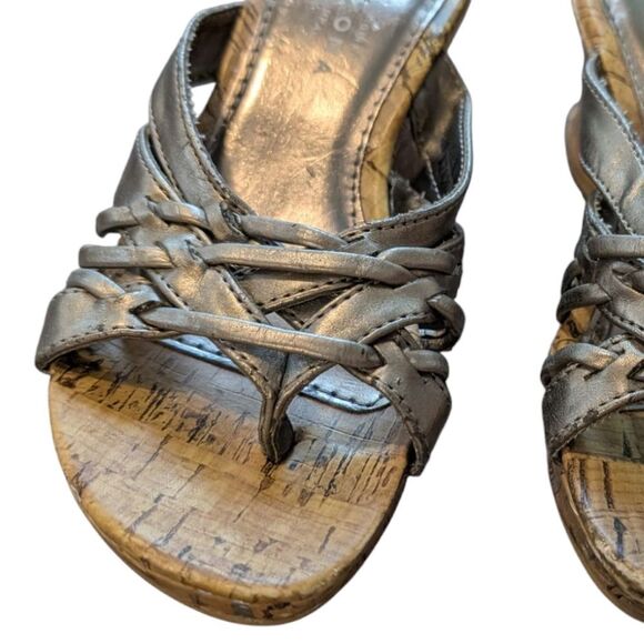 Arizona Jean Kids Y2K Silver Metallic Cork Wedge Sandals Size 12 - Picture 3 of 8